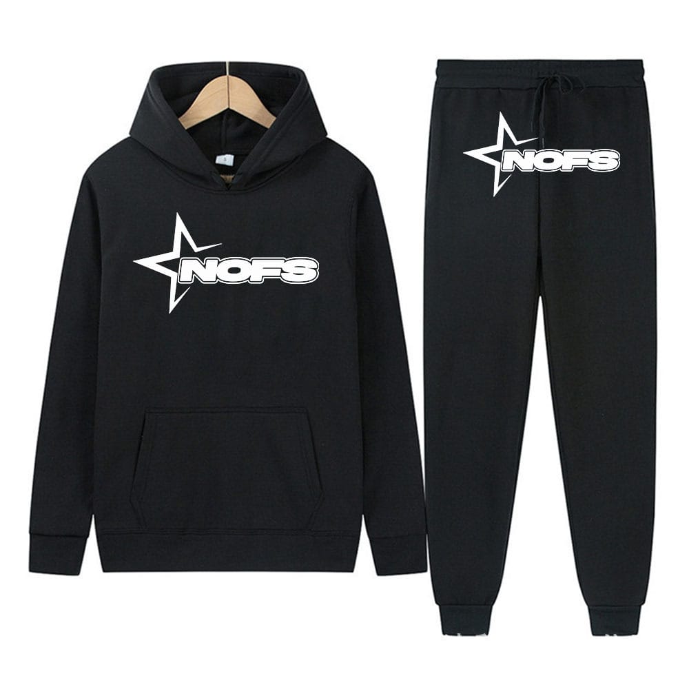 NOFS Black Tracksuit mit Star Logo Print