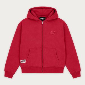 NOFS Red Zip Hoodie in sattem Rot mit Reißverschluss
