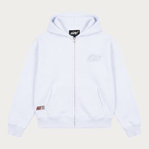 NOFS White Zipper Hoodie im cleanen weiße Design