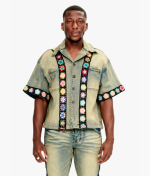 NOFS X Trapstar Vintage Blue Shirt mit Floral Panel