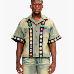 NOFS X Trapstar Vintage Blue Shirt mit Floral Panel