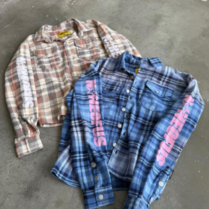 NOFS Blue Plaid Long Sleeve Hemd mit Logo Print
