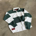NOFS Green Rugby Sweatshirt mit weiß gestreiften Details und Polokragen