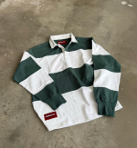 NOFS Green Rugby Sweatshirt mit weiß gestreiften Details und Polokragen