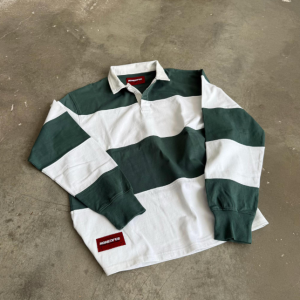 NOFS Green Rugby Sweatshirt mit weiß gestreiften Details und Polokragen